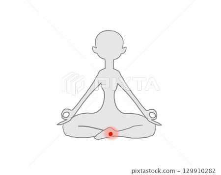 第一個脈輪和人體輪廓的插圖 129910282