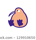 Color illustration of a sitting kiwi 129910650