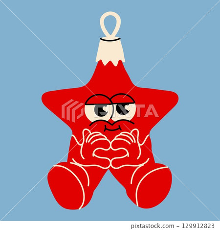 Cute Star Christmas Ornament Character Making Heart Gesture 129912823