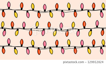Seamless Pattern with Christmas String Lights 129912824