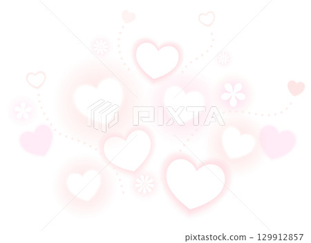 模糊的心形和花形標記的插圖 129912857