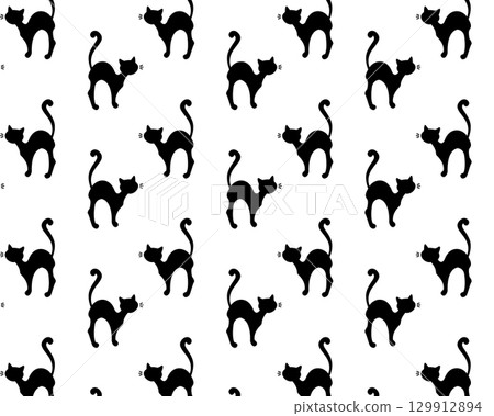 Pattern of cat silhouettes. Vector illustration in flat style Pattern of cat silhouettes. Vector illustration in flat style 129912894