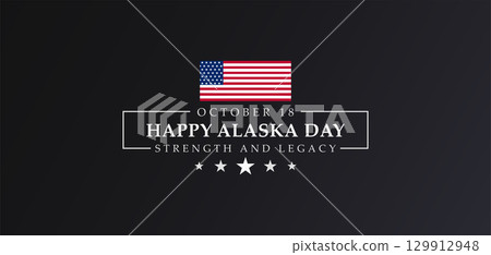 Alaska Day Banner with American Flag and Elegant Typography 129912948