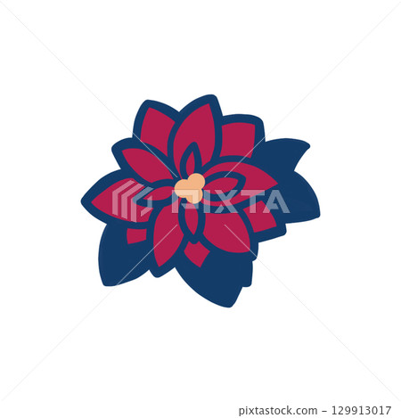 Color illustration of a red poinsettia 129913017