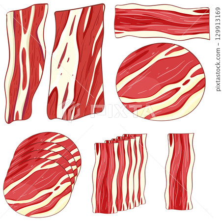 Vector Illustration of Various Meat Cuts 129913169