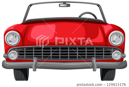 Classic Red Convertible Car Front View Illustration Classic Red Convertible Car Front View Illustration 129913176
