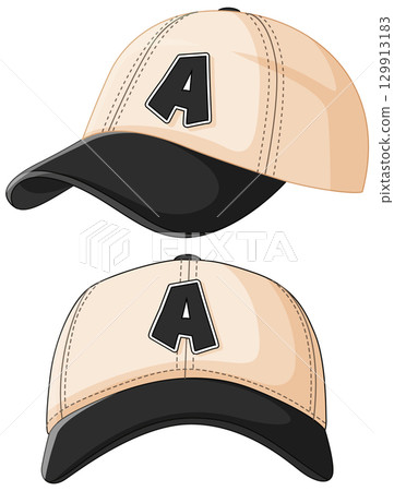 Vector Illustration of Baseball Caps with Letter A Vector Illustration of Baseball Caps with Letter A 129913183