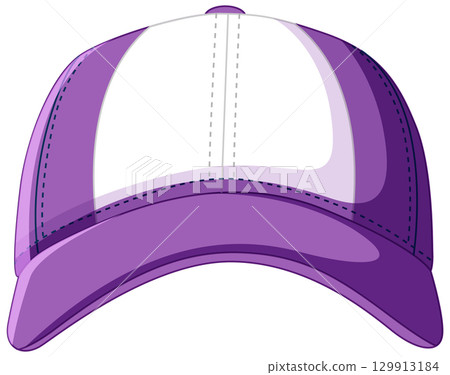 Purple and White Baseball Cap Vector Illustration 129913184