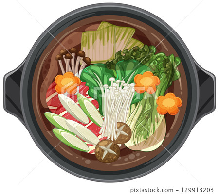 Colorful Asian Hot Pot Vector Illustration Colorful Asian Hot Pot Vector Illustration 129913203