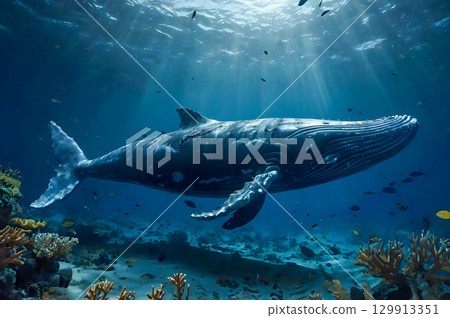 dolphins underwater in the sea 129913351