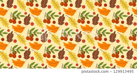 Autumn forest atmospheric seamless pattern 129913495