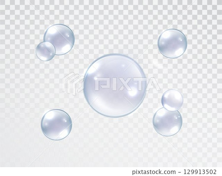 Water bubble set isolated on transparent background    129913502
