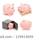 Set of pink ceramic piggy banks 129913609