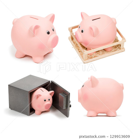 Set of pink ceramic piggy banks Set of pink ceramic piggy banks 129913609