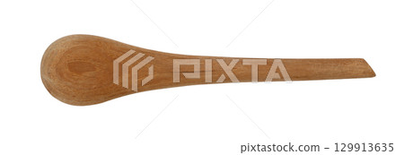 Wooden spoon back top view isolated on white background Wooden spoon back top view isolated on white background 129913635