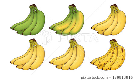 Set of Banana fruit cartoon design. Set of Banana fruit cartoon design. 129913916
