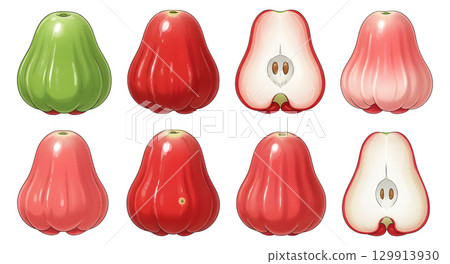 Set of rose apple fruit cartoon design. 129913930