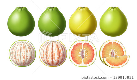 Set of pomelo fruit cartoon design. 129913931