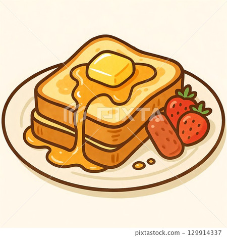 Simple and delicious French toast icon illustration 129914337