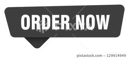order now black sign isolated on transpatent background. order now sticker 129914949