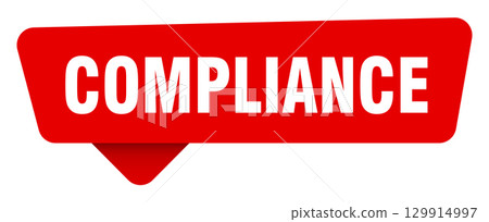 compliance red sticker isolated on transpatent background. compliance sign 129914997