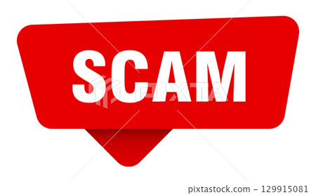 scam red sticker isolated on transpatent background. scam sign scam red sticker isolated on transpatent background. scam sign 129915081