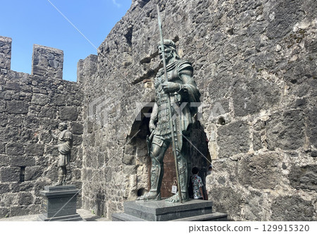 Ancient bronze figures of the Roman Emperor Hadrian and the Colchian Prince Apsyrtus near Fortress Ancient bronze figures of the Roman Emperor Hadrian and the Colchian Prince Apsyrtus near Fortress 129915320