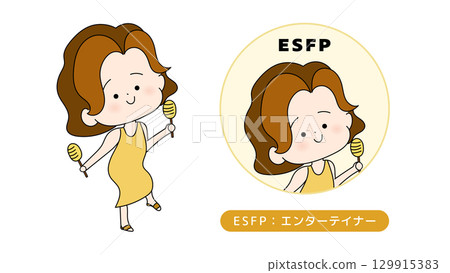 Illustration of MBTI personality type ESFP (Entertainer) character 129915383