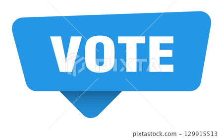 vote sticker. vote blue sign isolated on transpatent background 129915513