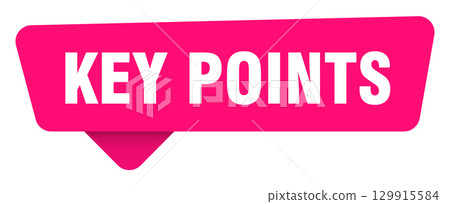 key points magenta sticker isolated on transpatent background. key points sign 129915584