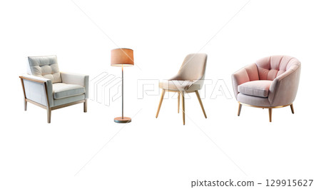 Bright interior items for the living room and bedroom 129915627