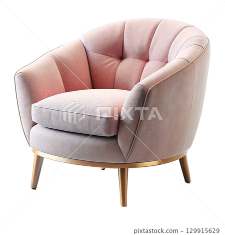 Pink upholstered armchair. An interior item for the living room 129915629