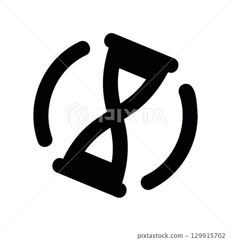 Simple black vector icon with a theme hourglass 129915702