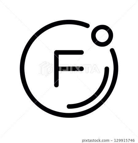 Simple black vector icon with a theme degrees Fahrenheit 129915746