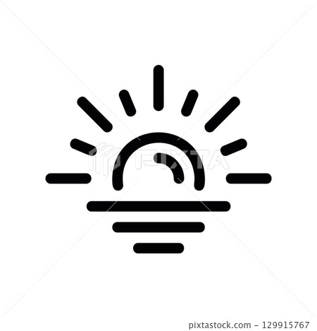 Simple black vector icon with a theme sunset 129915767