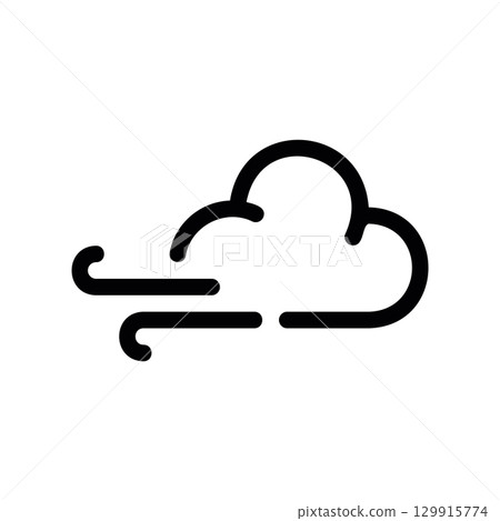 Simple black vector icon with a theme windy weather 129915774
