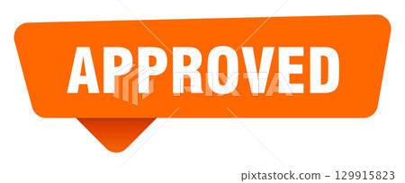 approved sticker. approved orange sign isolated on transpatent background 129915823