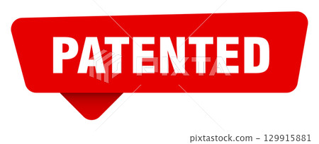 patented red sticker isolated on transpatent background. patented sign patented red sticker isolated on transpatent background. patented sign 129915881