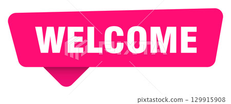 welcome magenta sticker isolated on transpatent background. welcome sign welcome magenta sticker isolated on transpatent background. welcome sign 129915908