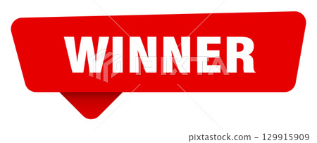 winner red sticker isolated on transpatent background. winner sign winner red sticker isolated on transpatent background. winner sign 129915909