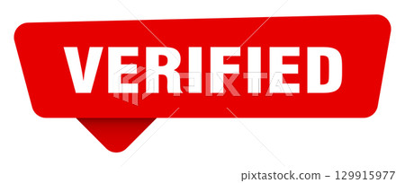 verified red sticker isolated on transpatent background. verified sign 129915977