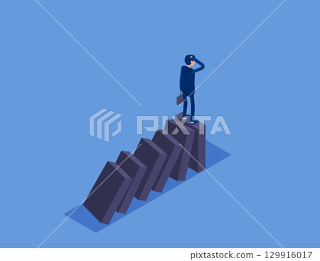 Desperate businessman . Flat isometric vector concept 129916017