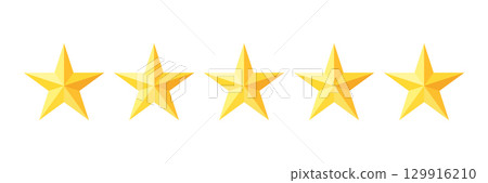 Five Star Rating Golden Review Icon Five Star Rating Golden Review Icon 129916210