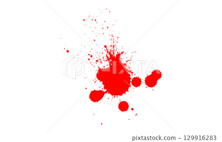 red watercolor brush painting dropped splatter splash artistic 129916283