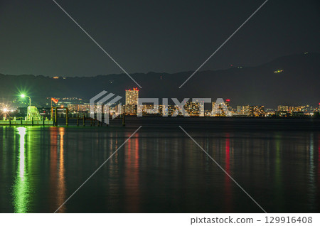 Night view of Lake Biwa, Otsu City Night view of Lake Biwa, Otsu City 129916408