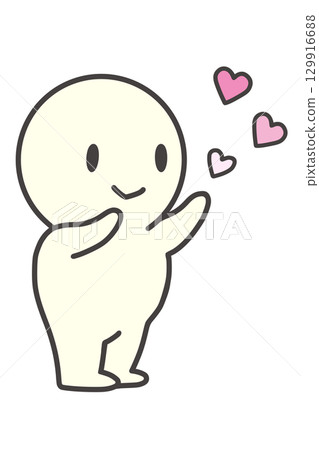 發送心形、簡單、人物、圓臉、人物、面向右 129916688