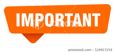important sticker. important orange sign isolated on transpatent background 129917258