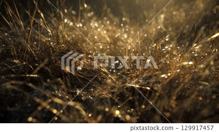 草地上的水滴 129917457