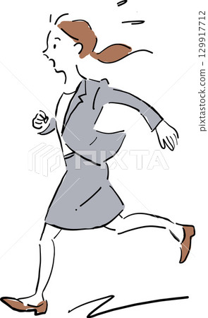 一位女商人匆忙奔跑的插圖 129917712