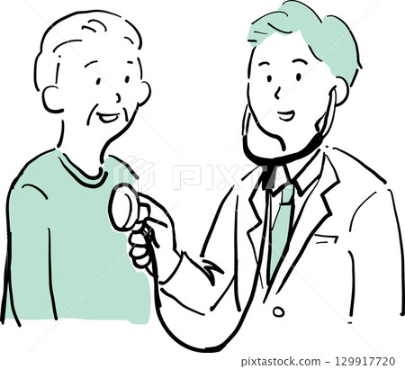 醫生為老人檢查的插圖 129917720